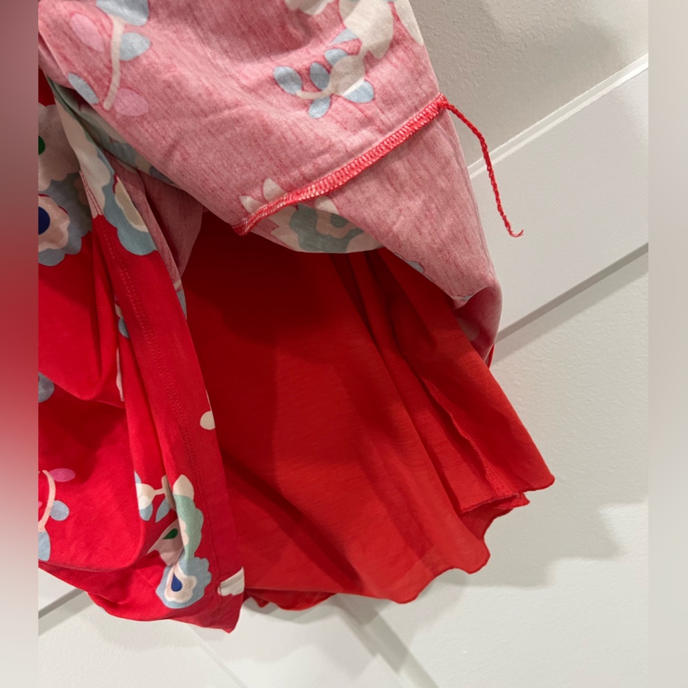Boden Lottie Ruched Jersey Red Floral Print Midi Dress Bloom Size 8 L - Picture 7 of 8
